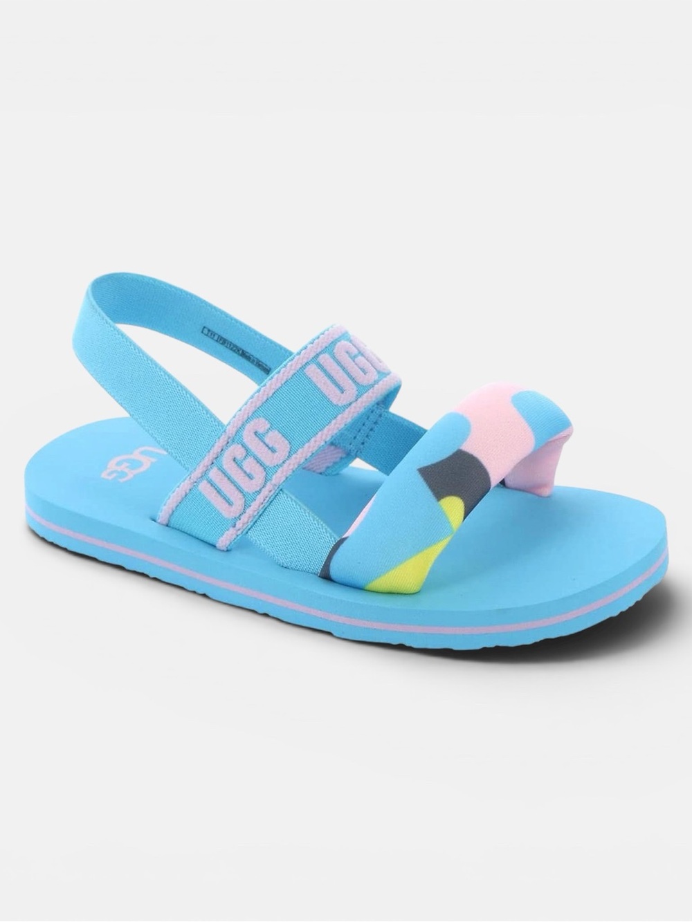 UGG Kids Light Blue Strappy Sandal with Multi-Color Accent